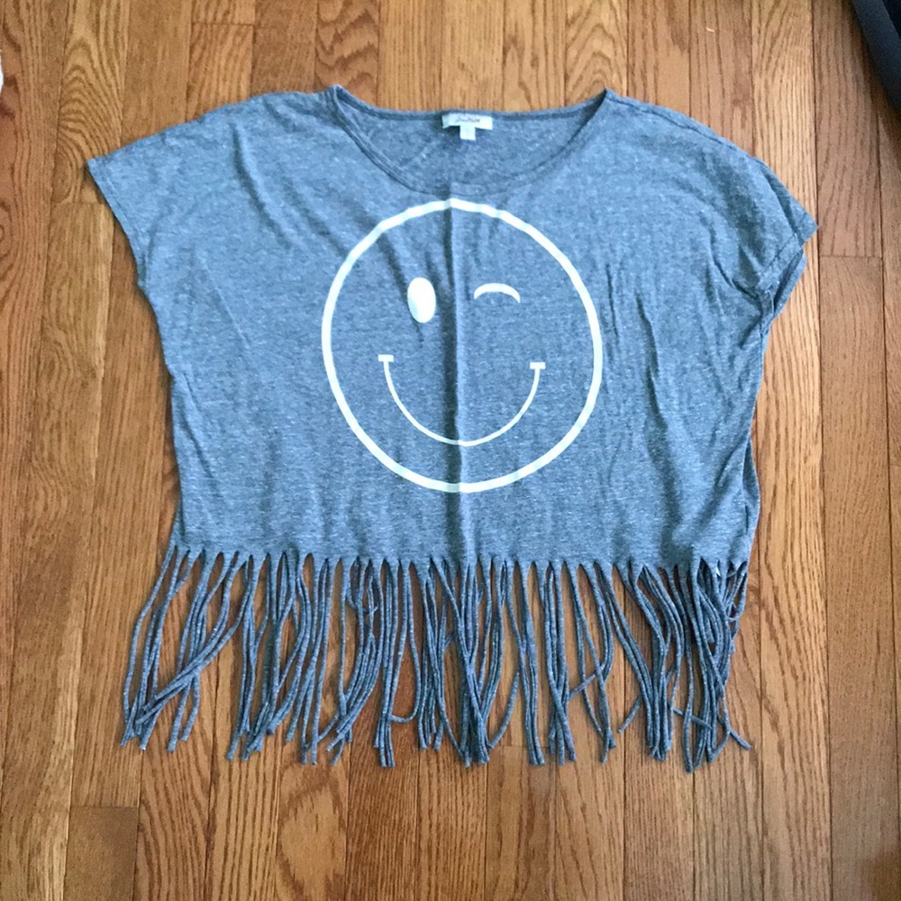 Grey Crop top with a winky face